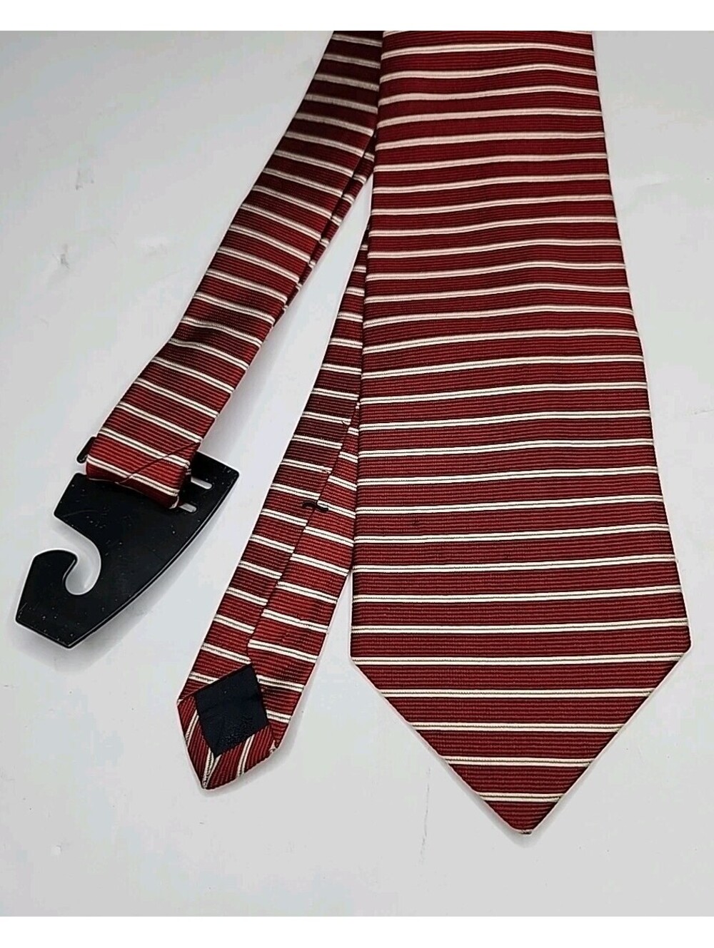 Brooks Brothers Makers Red White Horizontal Stripped Men's Necktie 100% Silk